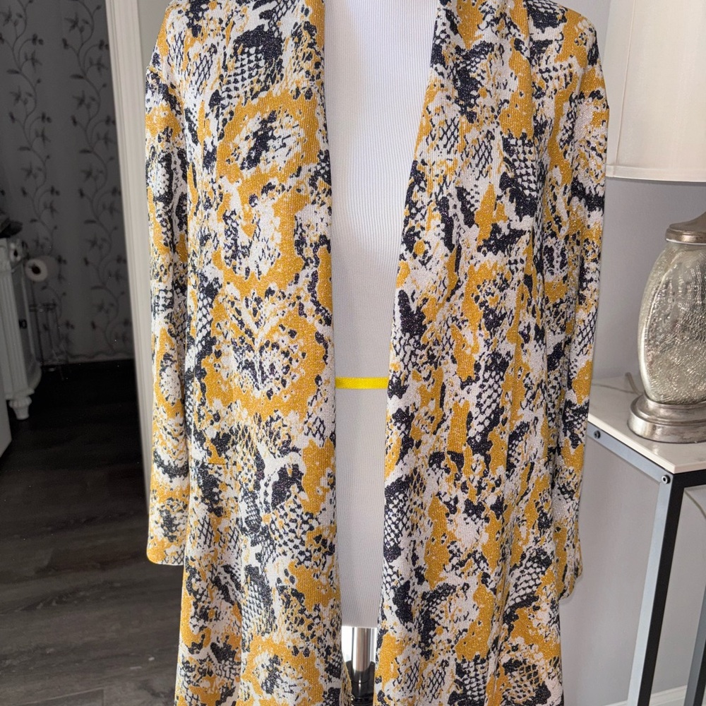 Vibrant Yellow and Black Knit Cardigan